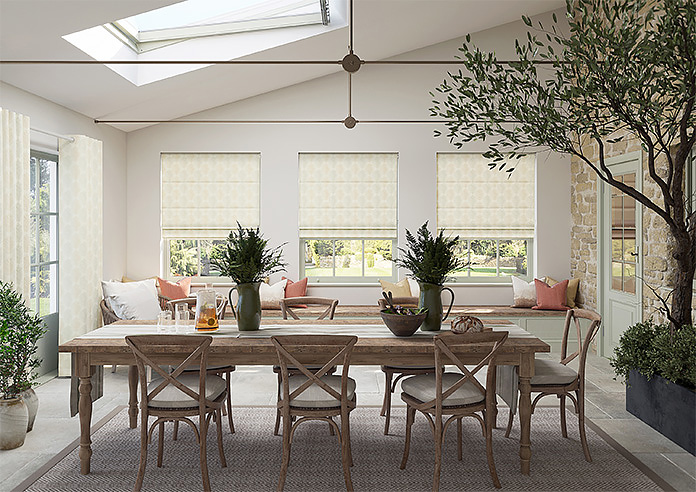 Gentle Palm, Lemon - Motorised Roman Blind - Image 8